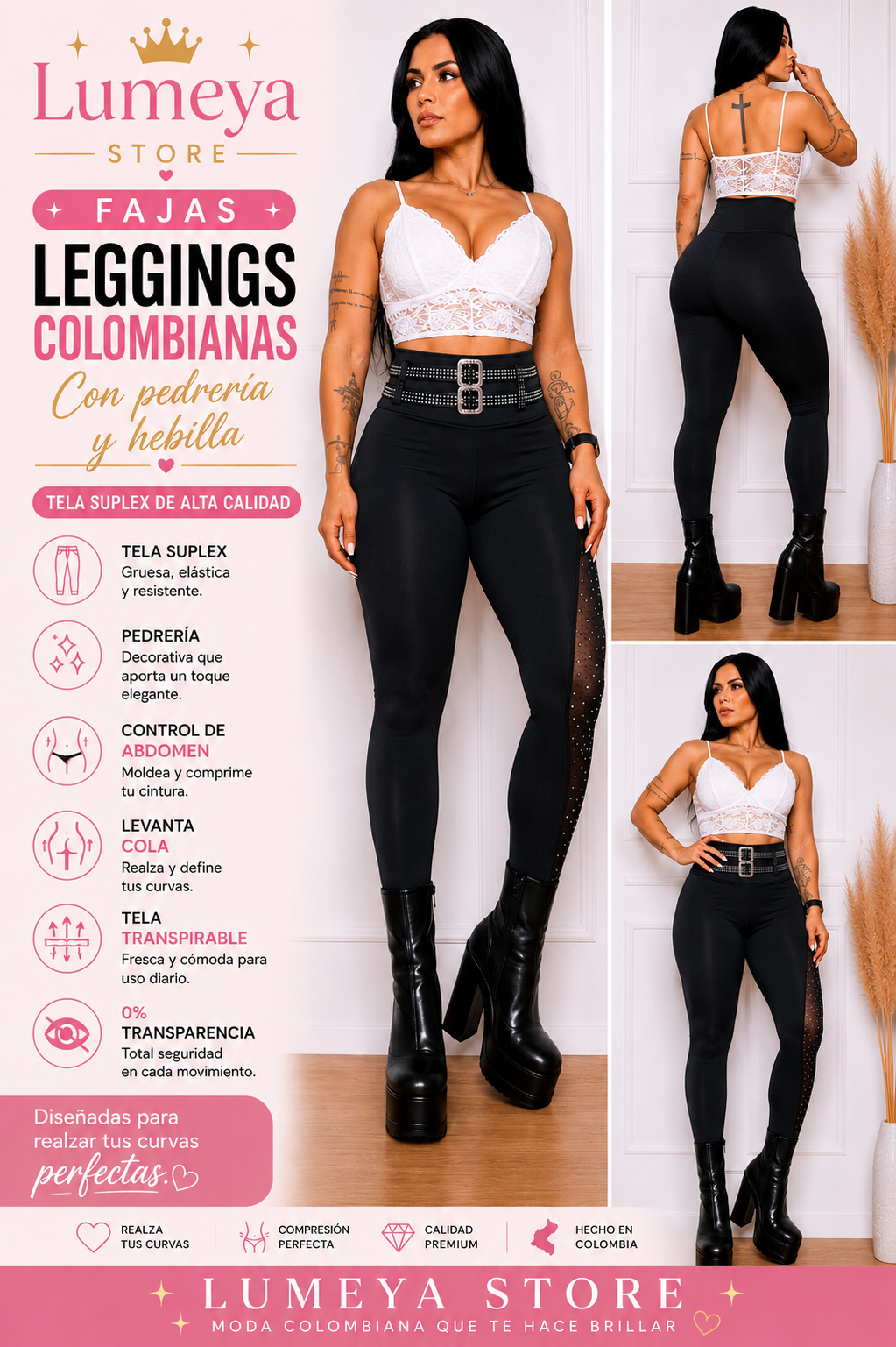 Colombian Shaping Leggings | Tummy Control, Butt-Lifting Fit & Premium Suplex Fabric