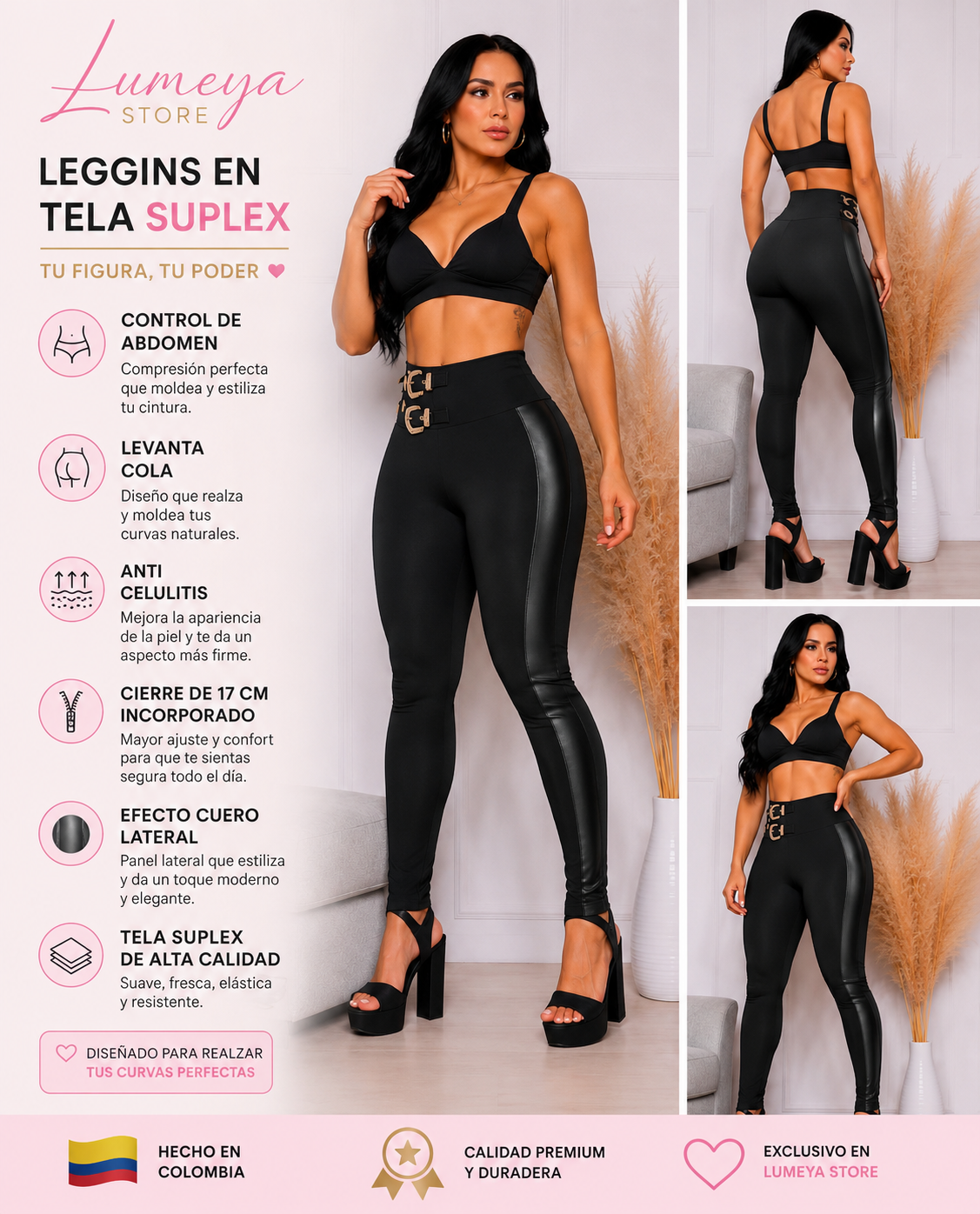 Colombian Shaping Leggings | Tummy Control, Butt-Lifting Fit & Premium Suplex Fabric