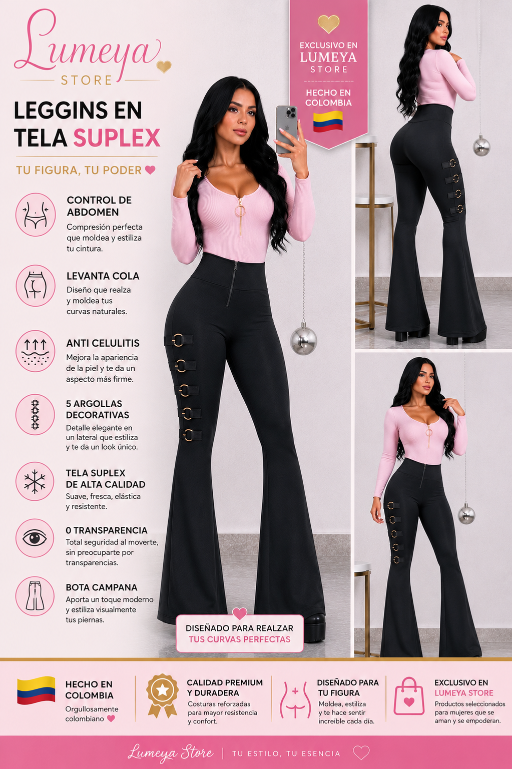 Colombian Shaping Leggings | Tummy Control, Butt-Lifting Fit & Premium Suplex Fabric