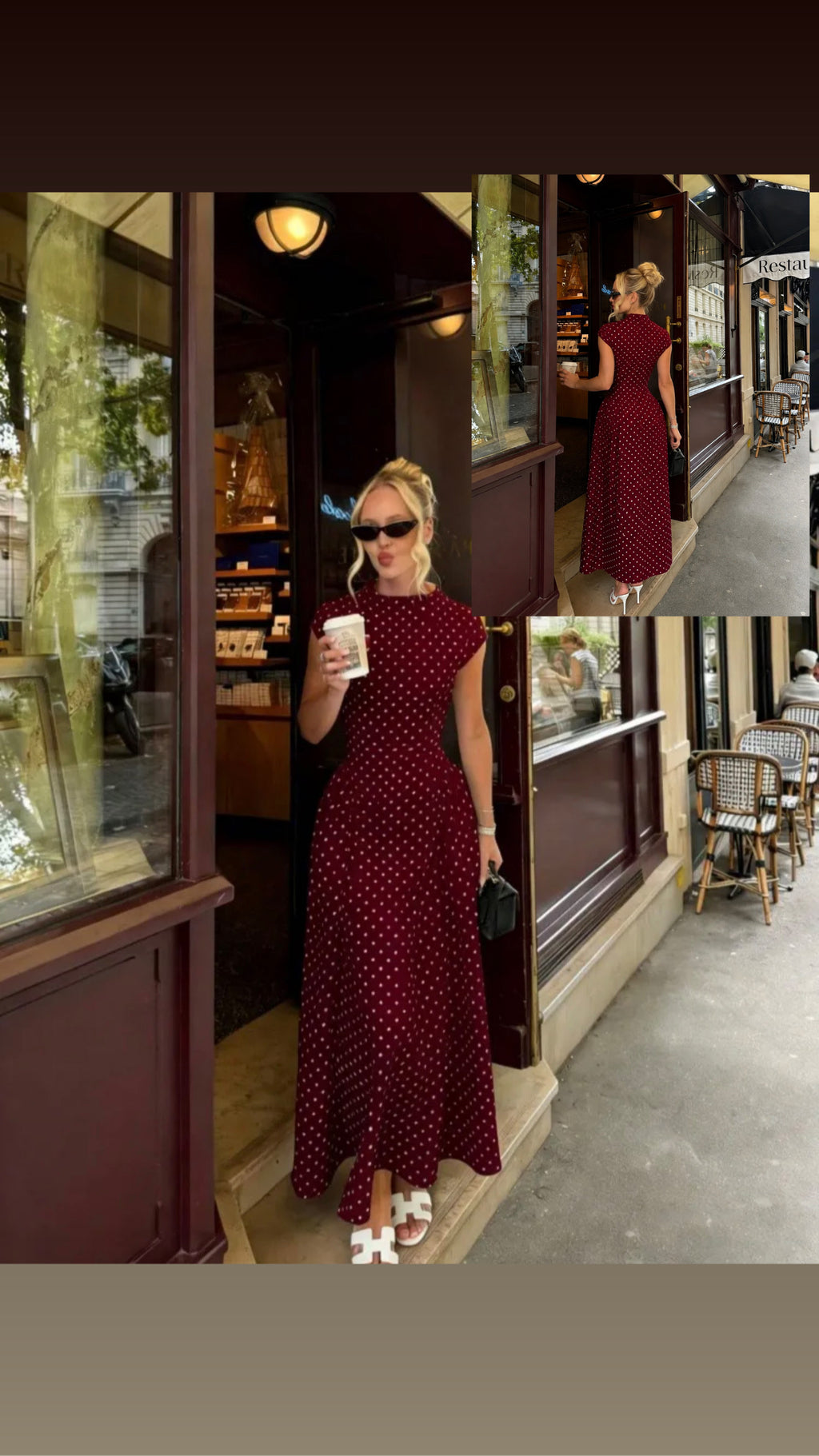 Polka Dot Maxi Dress with Defined Waist