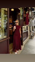 Polka Dot Maxi Dress with Defined Waist