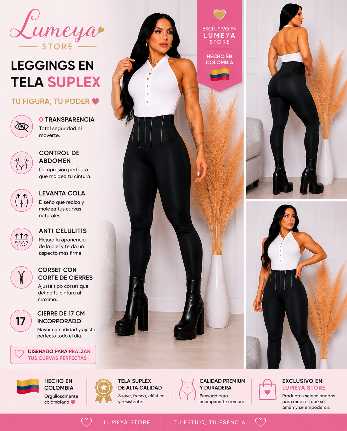 Colombian Shaping Leggings | Tummy Control, Butt-Lifting Fit & Premium Suplex Fabric