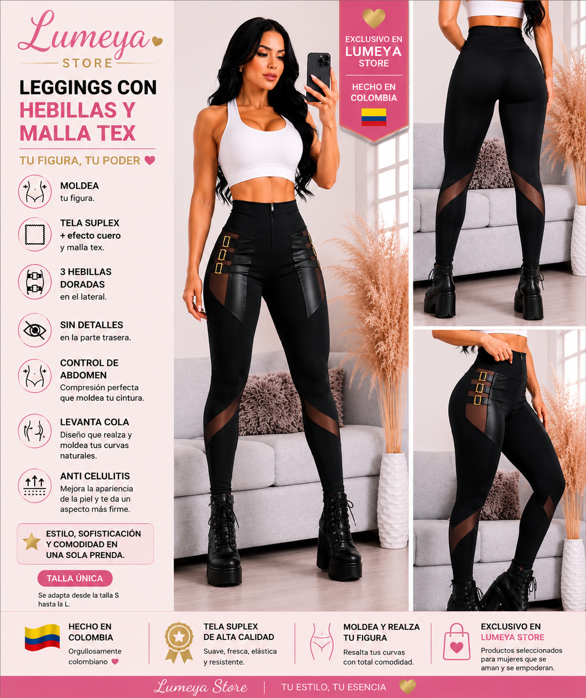 Colombian Shaping Leggings | Tummy Control, Butt-Lifting Fit & Premium Suplex Fabric