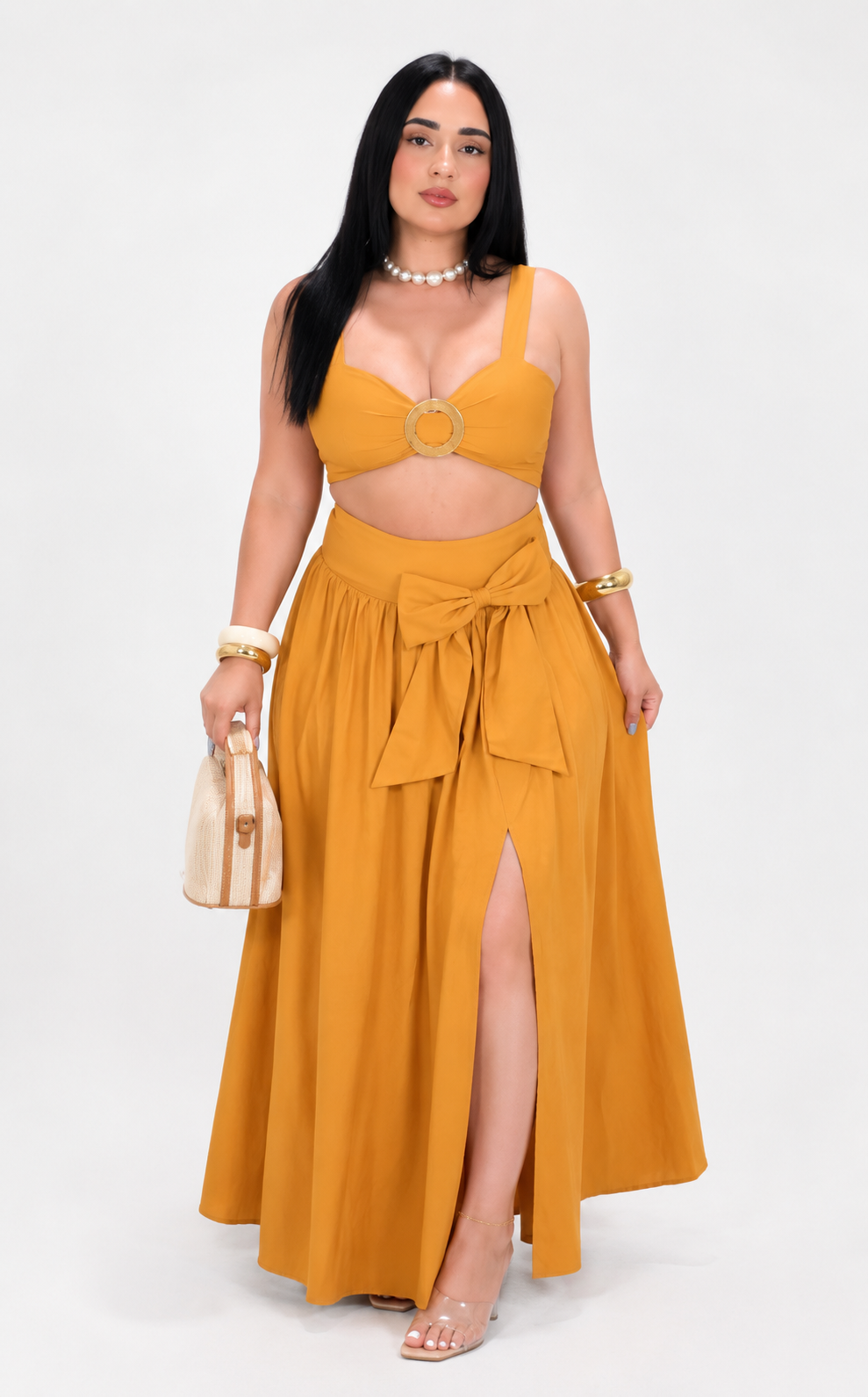 Elegant Two-Piece Set with Strappy Top & Maxi Palazzo Pants